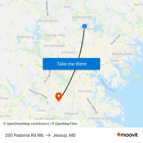 200 Padonia Rd Wb to Jessup, MD map