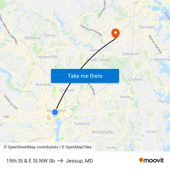 19th St & E St NW Sb to Jessup, MD map