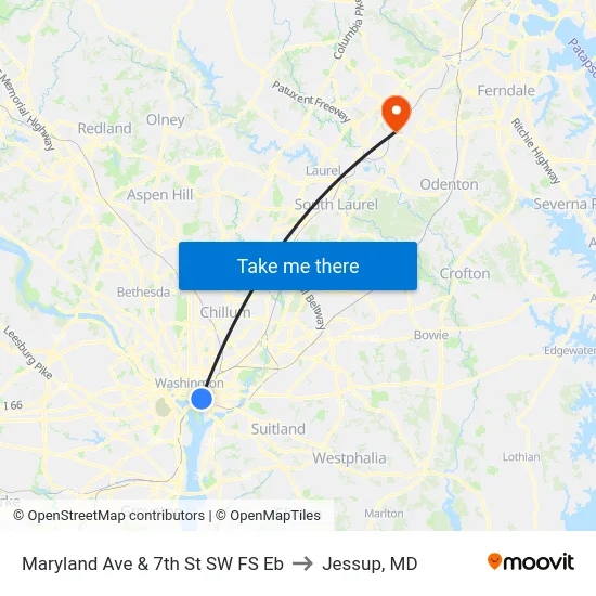 Maryland Ave & 7th St SW FS Eb to Jessup, MD map