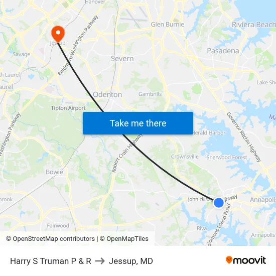 Harry S Truman P & R to Jessup, MD map