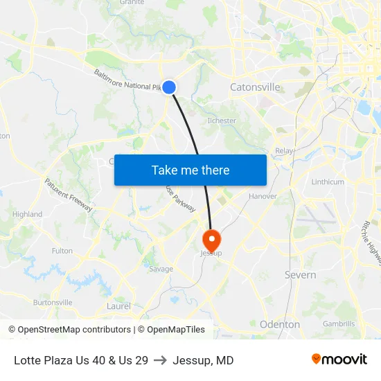 Lotte Plaza Us 40 & Us 29 to Jessup, MD map