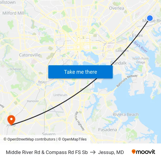 Middle River Rd & Compass Rd FS Sb to Jessup, MD map