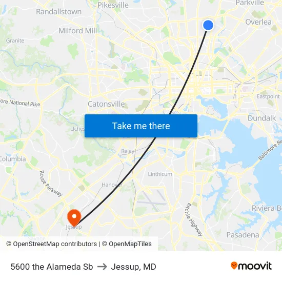 5600 the Alameda Sb to Jessup, MD map