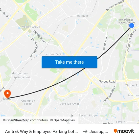 Amtrak Way & Employee Parking Lot Nb to Jessup, MD map