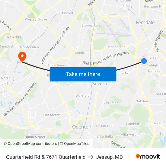 Quarterfield Rd & 7671 Quarterfield to Jessup, MD map