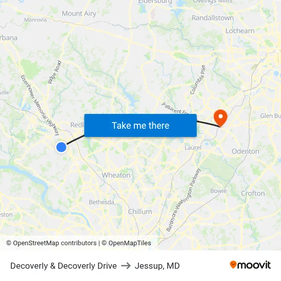 Decoverly & Decoverly Drive to Jessup, MD map