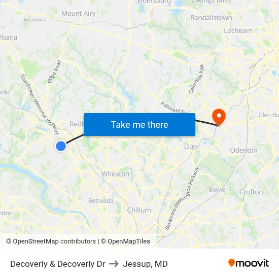 Decoverly & Decoverly Dr to Jessup, MD map