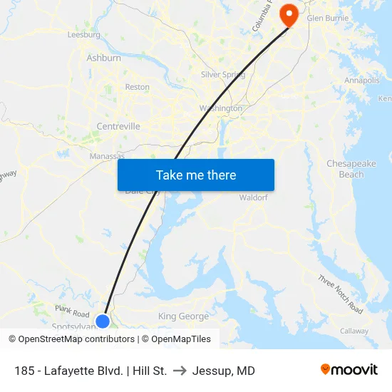 185 - Lafayette Blvd. | Hill St. to Jessup, MD map