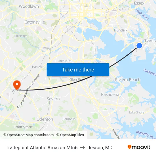 Tradepoint Atlantic Amazon Mtn6 to Jessup, MD map