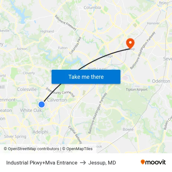 Industrial Pkwy+Mva Entrance to Jessup, MD map