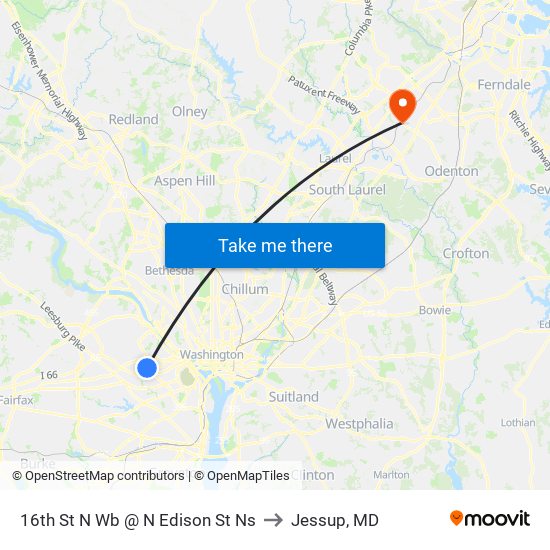 16th St N Wb @ N Edison St Ns to Jessup, MD map