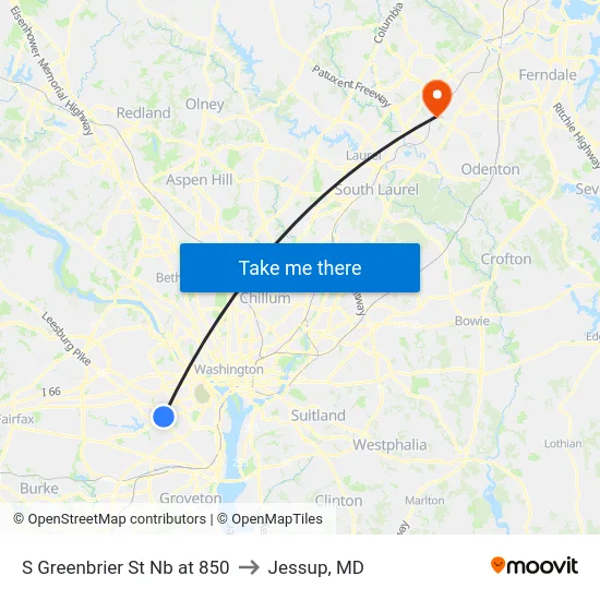 S Greenbrier St Nb at 850 to Jessup, MD map