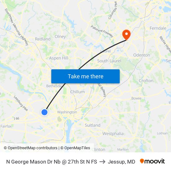 N George Mason Dr Nb @ 27th St N FS to Jessup, MD map