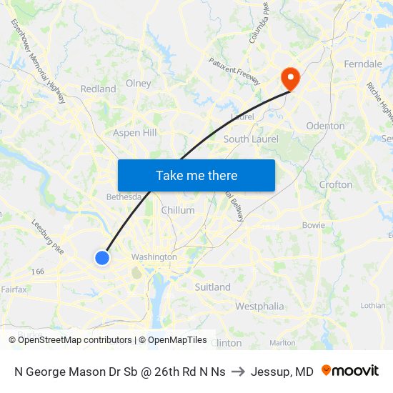 N George Mason Dr Sb @ 26th Rd N Ns to Jessup, MD map