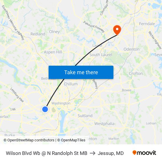 Wilson Blvd Wb @ N Randolph St MB to Jessup, MD map