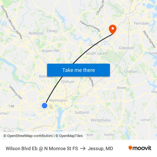 Wilson Blvd Eb @ N Monroe St FS to Jessup, MD map