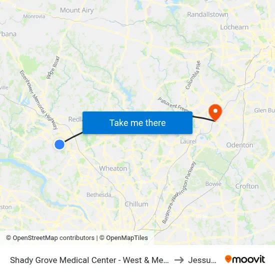 Shady Grove Medical Center - West & Medical Center Way to Jessup, MD map