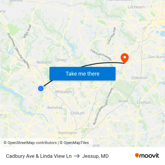 Cadbury Ave & Linda View Ln to Jessup, MD map
