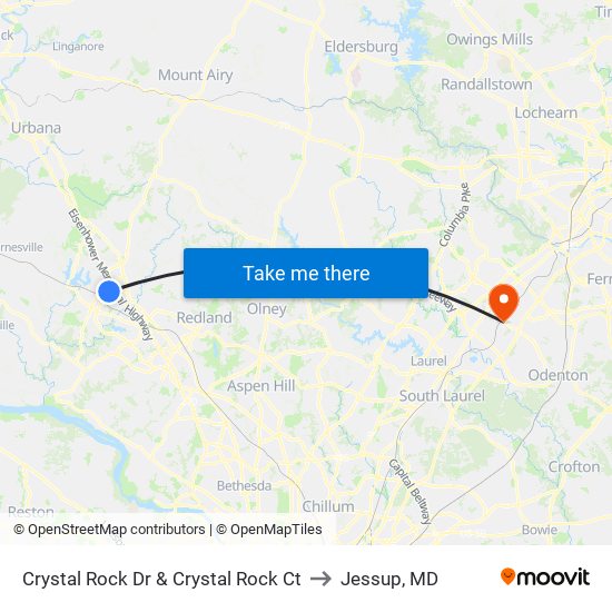 Crystal Rock Dr & Crystal Rock Ct to Jessup, MD map