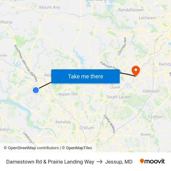 Darnestown Rd & Prairie Landing Way to Jessup, MD map