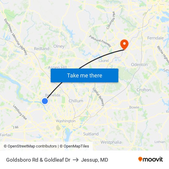 Goldsboro Rd & Goldleaf Dr to Jessup, MD map