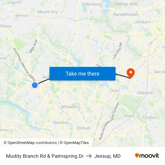 Muddy Branch Rd & Palmspring Dr to Jessup, MD map