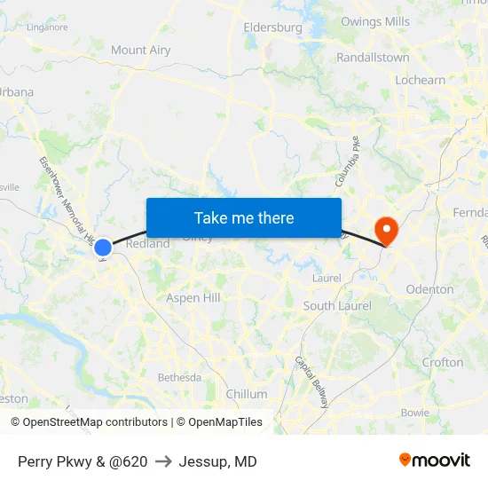 Perry Pkwy & @620 to Jessup, MD map