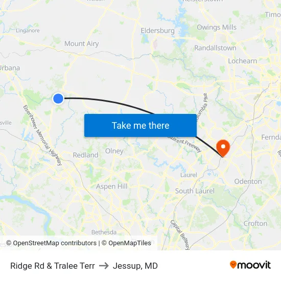Ridge Rd & Tralee Terr to Jessup, MD map
