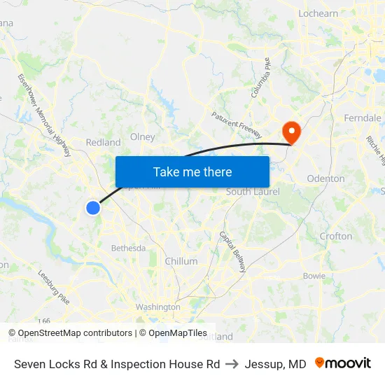 Seven Locks Rd & Inspection House Rd to Jessup, MD map