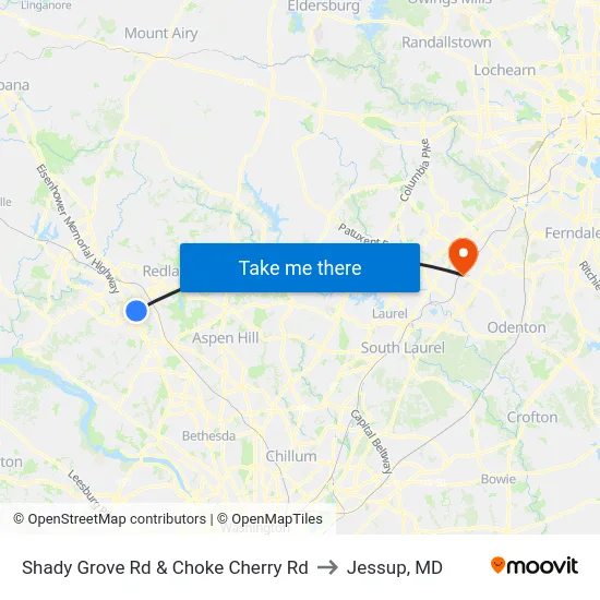 Rockville - Choke Cherry Crossing & Choke Cherry Rd to Jessup, MD map