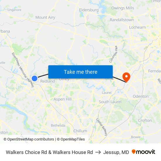 Walkers Choice Rd & Walkers House Rd to Jessup, MD map