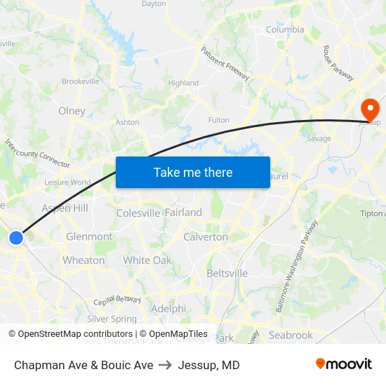 Chapman Ave & Bouic Ave to Jessup, MD map