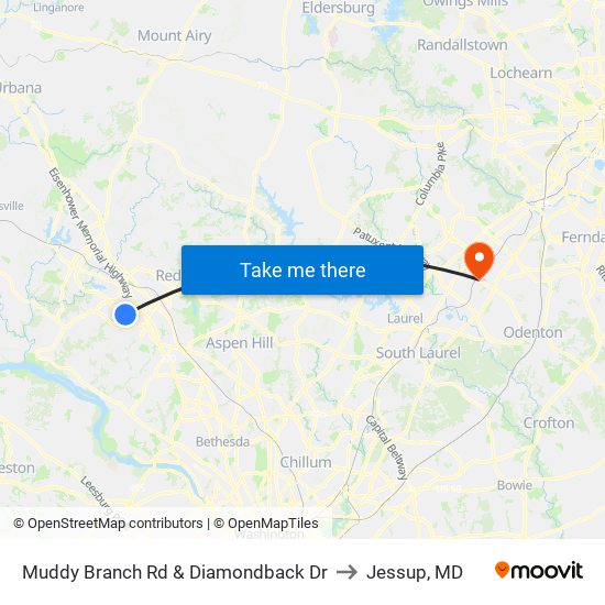 Muddy Branch Rd & Diamondback Dr to Jessup, MD map