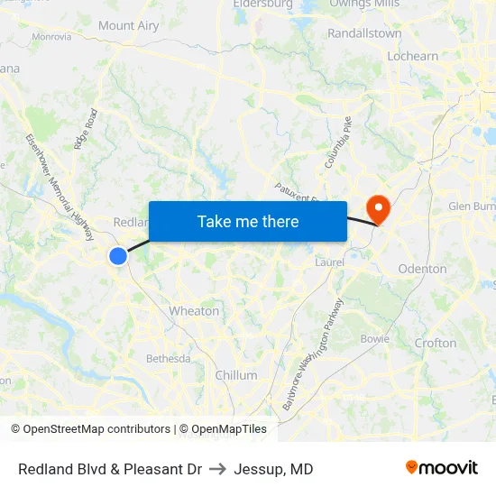 Redland Blvd & Pleasant Dr to Jessup, MD map