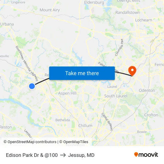 Edison Park Dr & @100 to Jessup, MD map