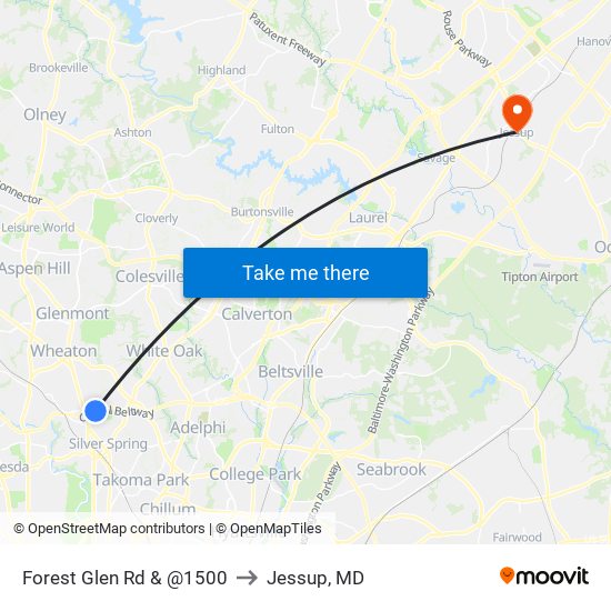 Forest Glen Rd & @1500 to Jessup, MD map