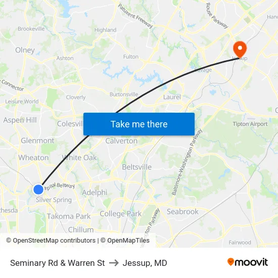 Seminary Rd & Warren St to Jessup, MD map