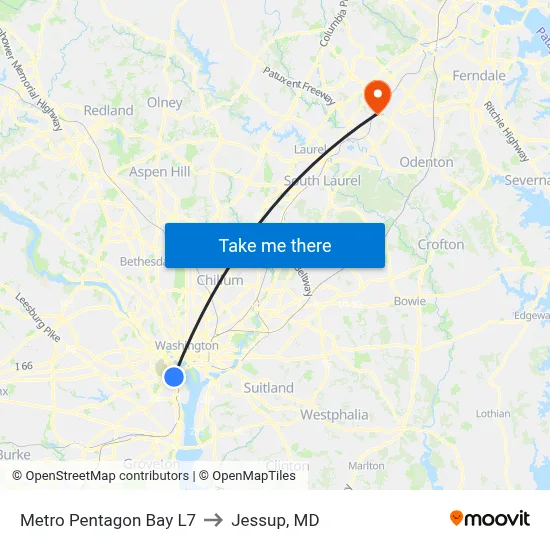 Metro Pentagon Bay L7 to Jessup, MD map