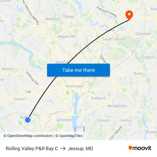 Rolling Valley P&R Bay C to Jessup, MD map