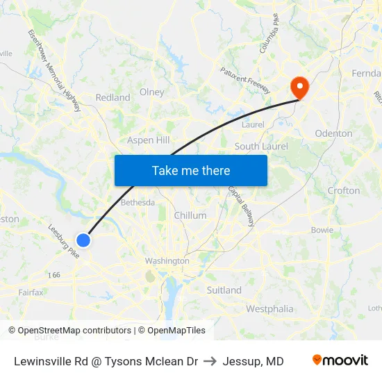 Lewinsville Rd @ Tysons Mclean Dr to Jessup, MD map