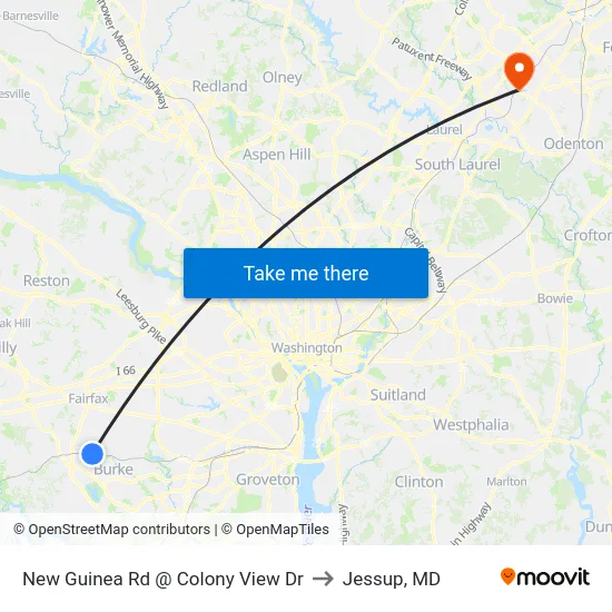 New Guinea Rd @ Colony View Dr to Jessup, MD map