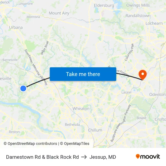 Darnestown Rd & Black Rock Rd to Jessup, MD map