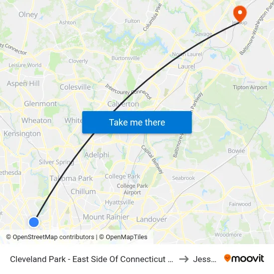Cleveland Park - East Side Of Connecticut Ave., North Of Ordway St. NW to Jessup, MD map