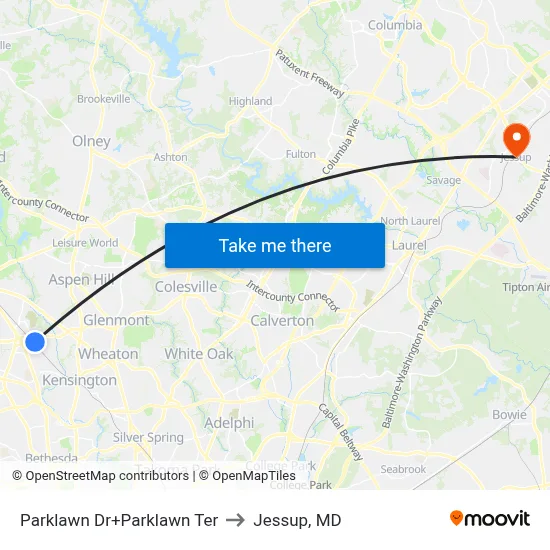 Parklawn Dr+Parklawn Ter to Jessup, MD map