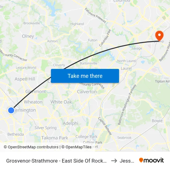 Grosvenor-Strathmore - East Side Of Rockville Pike Near Tuckerman Ln. to Jessup, MD map