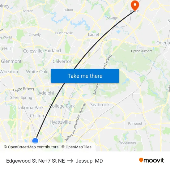 Edgewood St Ne+7 St NE to Jessup, MD map