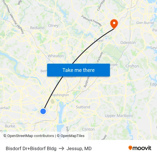 Bisdorf Dr+Bisdorf Bldg to Jessup, MD map