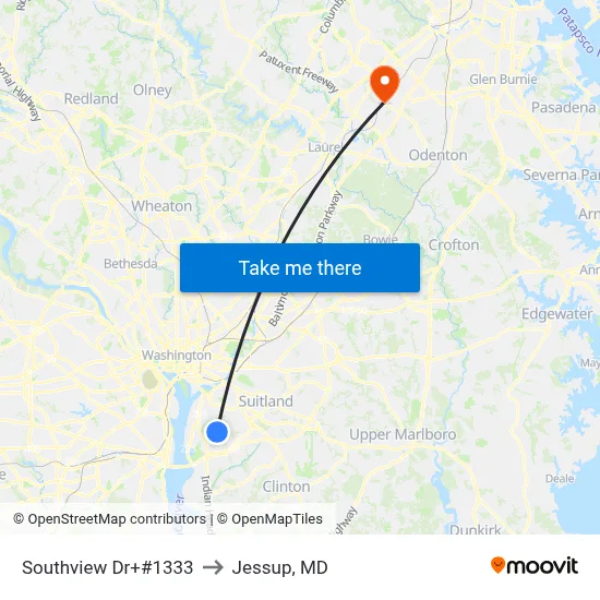 Southview Dr+#1333 to Jessup, MD map