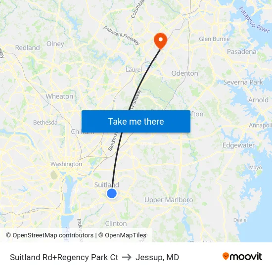 Suitland Rd+Regency Park Ct to Jessup, MD map