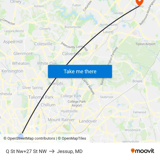Q St Nw+27 St NW to Jessup, MD map